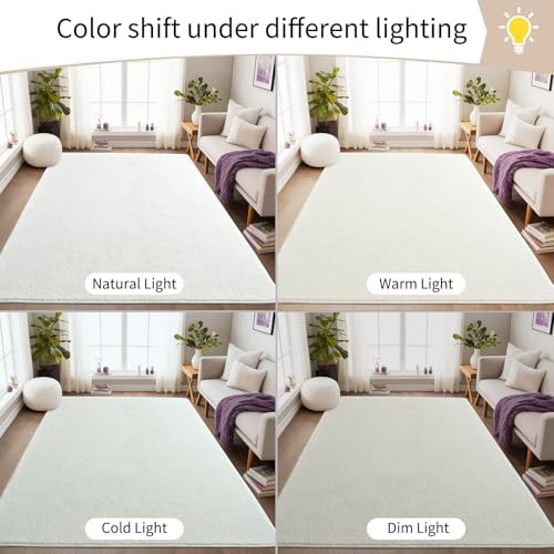 BENRON Soft Rugs for Living Room 5x7 Cream White, Area Rug for Bedroom Dorm - Image 7