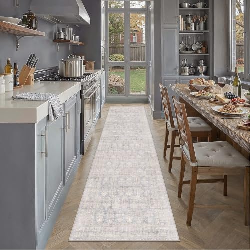HUGEAR Blue Cream 2x8 Neutral Runner Rugs - Image 2
