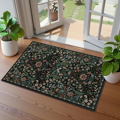 Floral 2x3 Entryway Rug Washable Doormat Indoor Throw Rug by NakedCloud