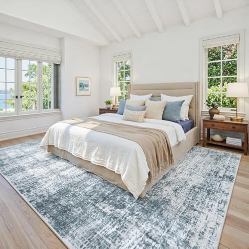 10x12 Area Rug for Living Room Bedroom: Non-Slip Modern Light Slate Blue - Image 2