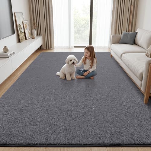 6x9Ft Area Rugs for Bedroom Upgrade Non-Slip Rug Low Pile Carpet Darkgray - Image 3