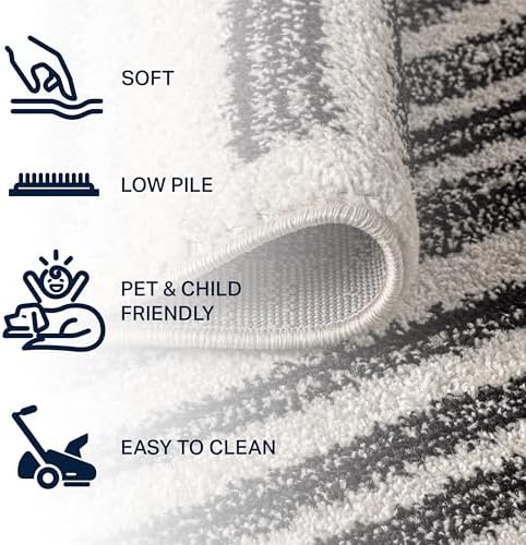 JONATHAN Y Khalil Modern Berber Stripe Cream/Black 6' Round Indoor Area Rug - Image 3