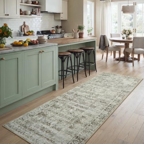 Morebes Washable Hallway Runner Rug 8ft, Farmhouse Vintage Carpet Runner by Morebes