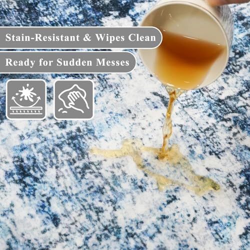 3x7 Washable Non-Slip Kitchen Runner Rug – Modern Abstract Neutral Carpet - Image 5