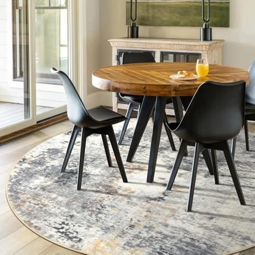 Lahome Modern Abstract Round Rug - 6Ft Gray Circle Rugs - Image 3