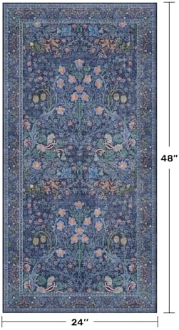 Dark Blue Washable 2x4 Runner Rug - Image 2