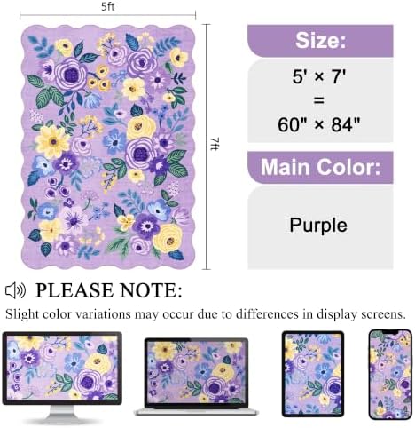 DUKINO 5x7 Area Rugs for Bedroom, Floral Washable Rug Non Slip - Image 2