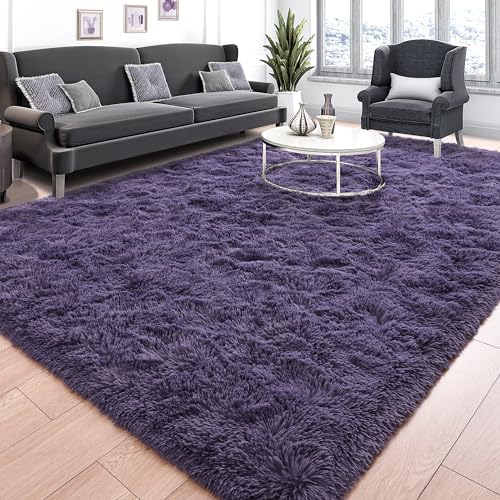 Tepook 6x9 Area Rugs for Living Room, Fluffy Gray Purple Rug for Bedroom - Image 2