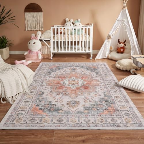 Temedara Washable Rug 4'x6', Non Slip Area Rugs by Temedara