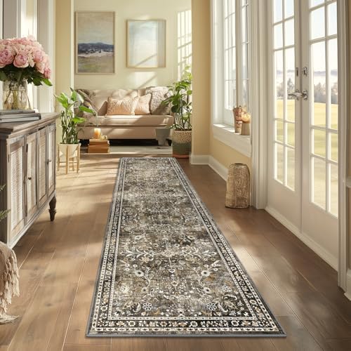Yamaziot 2x8 Washable Hallway Runner Rug Non Slip Floral Carpet - Image 2