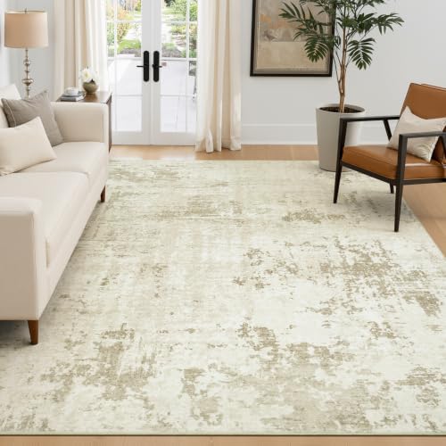 Rugflix 5x7 Area Rugs for Living Room, Washable Linen Beige Large Rug by RugflixAreaRugs