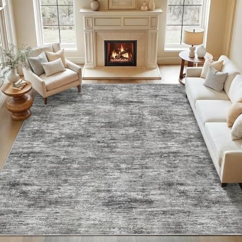 Garvee 9x12 Area Rugs for Living Room Solid Color Washable Rug, Light Grey by Garvee