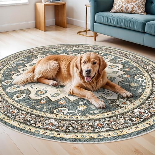 Soft 9FT Round Area Rugs for Living Room: Circle Rugs Machine Washable Rug - Image 3