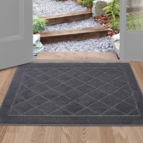 BEQHAUSE Dirt Trapper Door Mat 24" x 36", Doormat Non-Slip, Dark Grey by BEQHAUSE