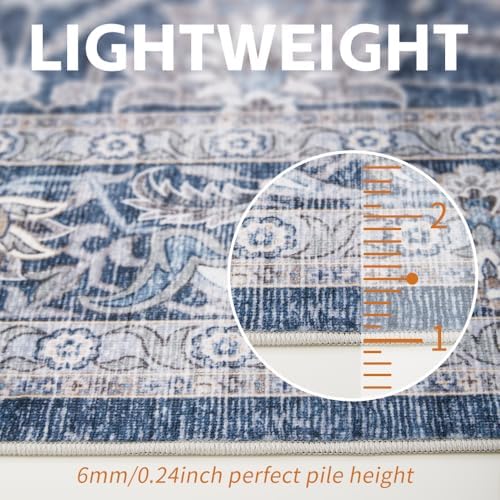 9x12 Grey Blue Washable Area Rug - Image 6