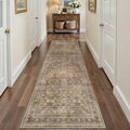 HUGEAR 2x12 Brown Vintage Distressed Washable Runner Rug by HUGEAR