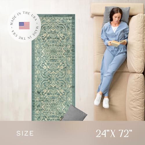 Maples Rugs Pelham Vintage Medallion Runner Rug, Light Spa - Image 3