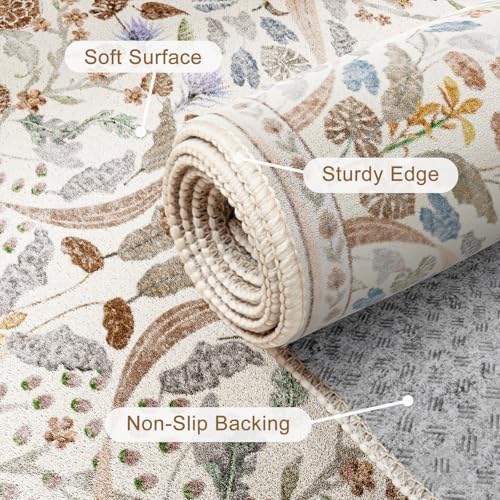 AMTOVO 9x12 Washable Area Rugs for Living Room, Non-Slip&Non-Shedding Floral - Image 4