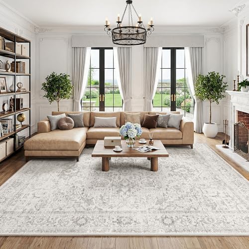 FMFUNCTEX 8x10 Washable Grey Neutral Oriental Large Living Room Area Rug by Fmfunctex