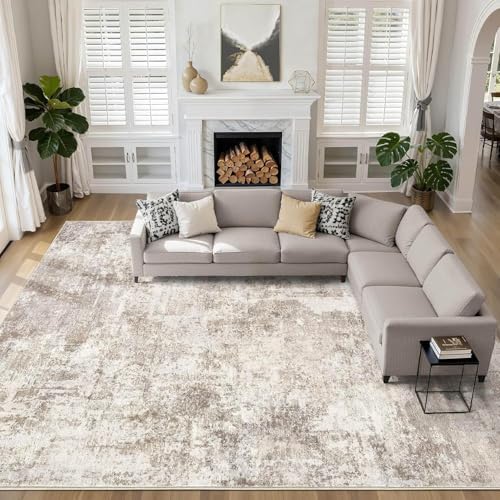 LOONGRUG 12x18 Area Rug Washable Large Neutral Modern Living Room Rugs by LOONGRUG