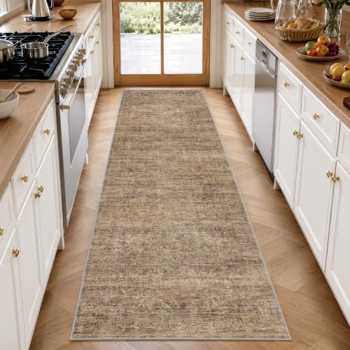 FMFUNCTEX 2x8 Hallway Runner Rug Washable Terracotta Neutral Vintage Retro - Image 3