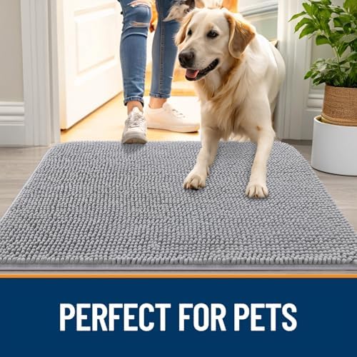 OLANLY Dog Door Mat for Muddy Paws 45x27, Super Absorbent Chenille Mud Mat - Image 6