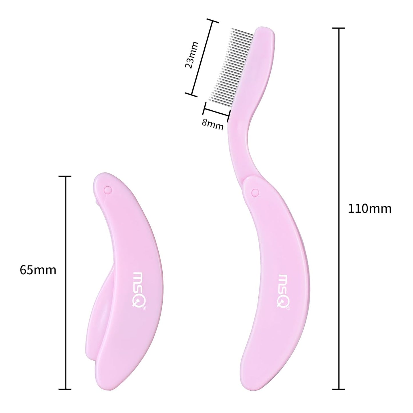 Eyelash Comb MSQ Eyelash Separator Tool Eyelash Comb Separator Folding Eyelash Brush Separator Lash Comb for Eyelash Makeup Brush (Pink)