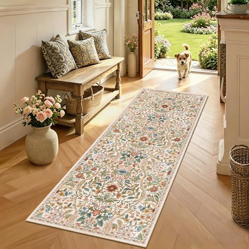 2x5 Floral Runner Rug for Kitchen Washable Hallway Runner Rug - Image 2