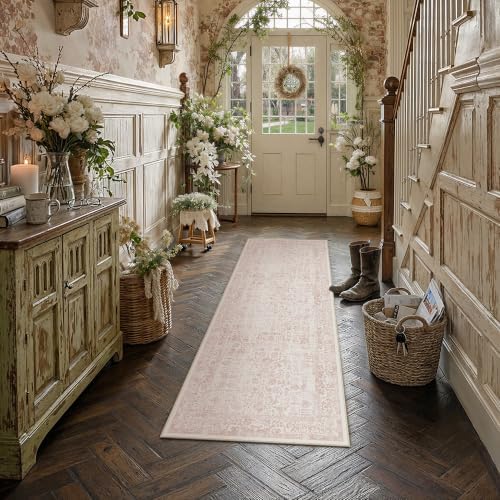 PureCozy Pink Runner Rug 2x6 Vintage Floral by PureCozy