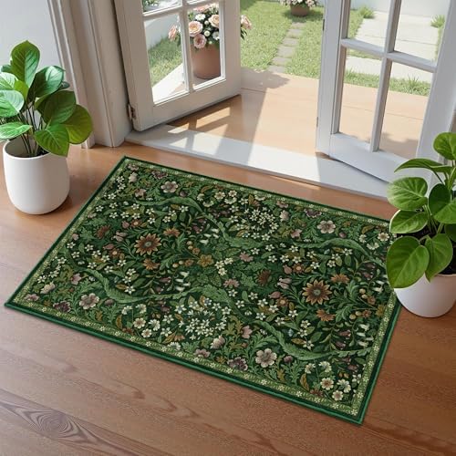Floral 2x3 Entryway Rug Washable Door Mat Indoor Throw Rug by NakedCloud