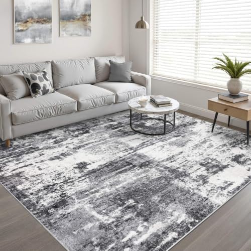 LOONGRUG 10x14 Area Rugs Washable Neutral Living Room Rug Black White - Image 6