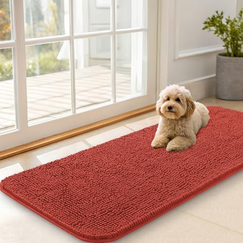 OLANLY Dog Door Mat for Muddy Paws 47x20, Super Absorbent Chenille Mud Mat by OLANLY