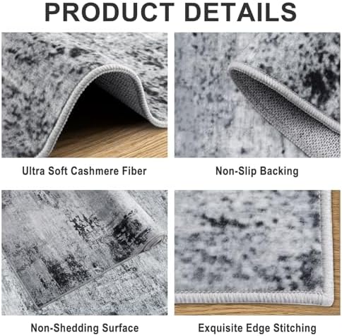 PLHXFR 6x9 Area Rug Living Room: Modern Abstract Washable Carpet Black - Image 5