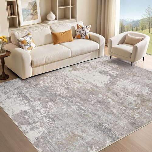 Area Rug Living Room-6X9 Abstract Washable Rug Grey Brown by MICGEEK