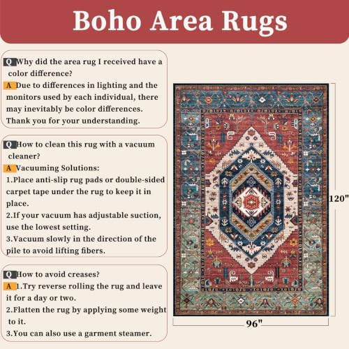 SERISSA 8x10 Washable Non Slip Boho Area Rug - Image 2