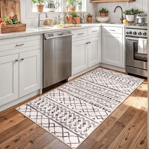 KUTA 3x5 Entryway Rug Brown Vintage Boho Washable Area Rug - Image 2