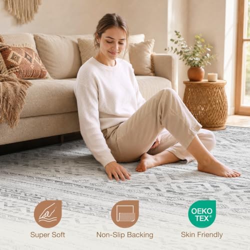 cotiled Boho 7x9 Area Rug for Living Room: Large Moroccan Washable Rug - Image 3