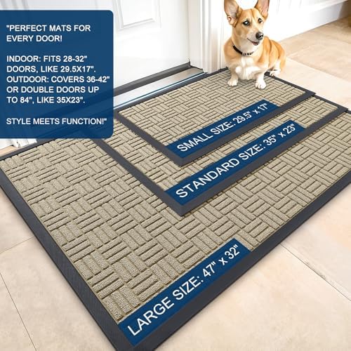 OLANLY Front Door Mat Outside Entrance 33x21, Heavy-Duty Rubber Doormat - Image 2