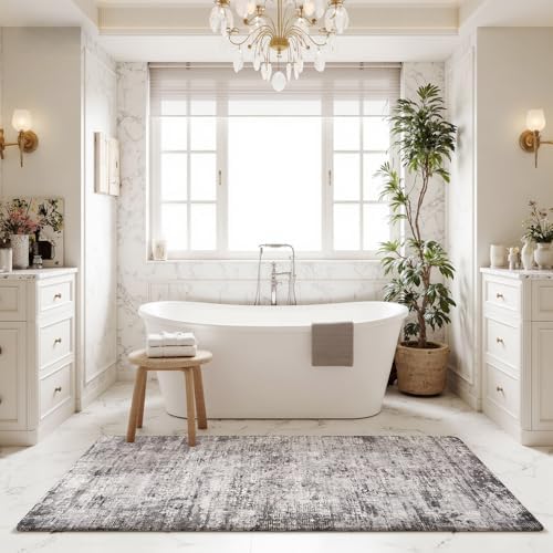 8x10 Black Gray Washable Area Rug - Image 7