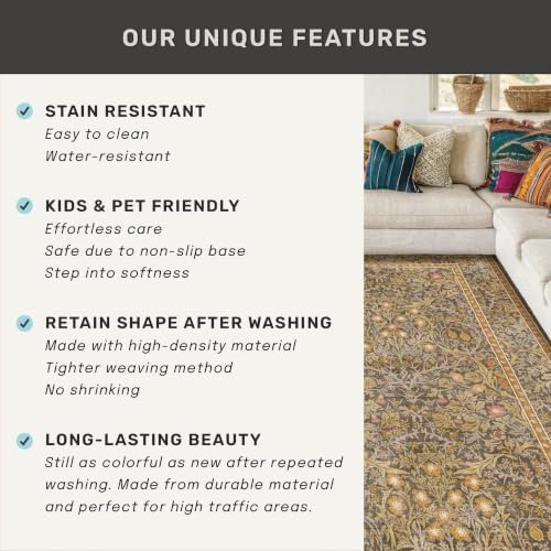 Brown Washable 2x4 Runner Rug Non Slip - Image 6