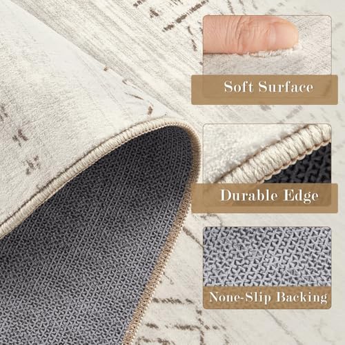 cotiled Hallway 3x10 Runner Rugs Washable Boho Rug Brown Cream - Image 6