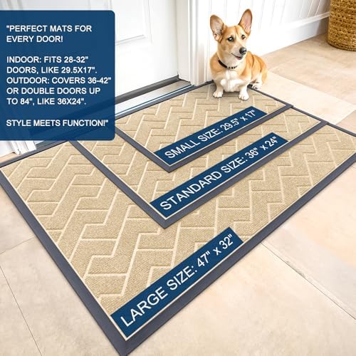 OLANLY Front Door Mat Outside 59x23, All-Season Absorbent Rubber Doormat - Image 2