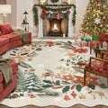 Lahome Floral Christmas Rugs for Living Room, Washable Christmas Rug 8x10 by Lahome