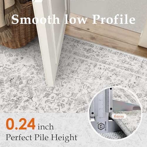 PureCozy Gray Small Area Rug 4x5 Vintage Neutral - Image 3