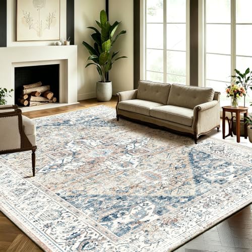 CHAMPLANT Washable Vintage Area Rug 6x9 Boho Chic Medallion Distressed Design - Image 2