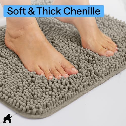 GORILLA GRIP Bath Rug Mat for Bathroom, Absorbent Chenille, 60x24 Latte - Image 4