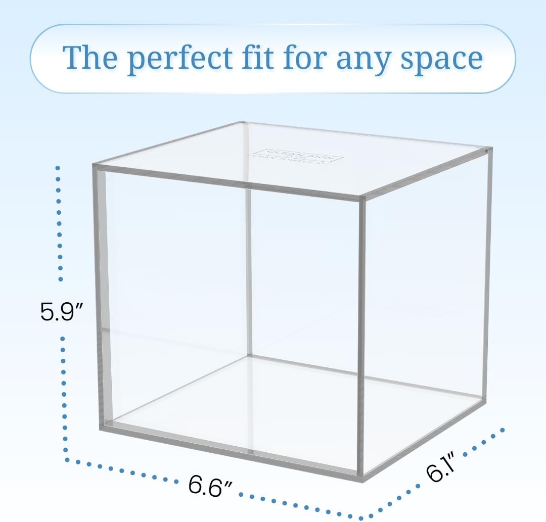CLEAN SKIN CLUB Clear Acrylic Box for Clean Towels XL (NOT Included), Container For 50 Disposable Clean Towels XL, Face Towelettes Bathroom Counter Storage, Bin for Cleansing Facial Dry Wipes