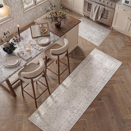 PureCozy Gray Area Rug Set of 2 2x3+2x6 Vintage Floral - Image 3