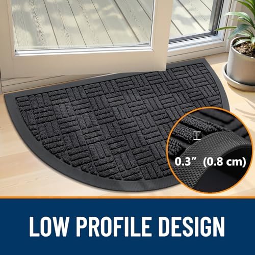 OLANLY Half-Circle Front Door Mat 29.5x17, Heavy-Duty Rubber Doormat - Image 4