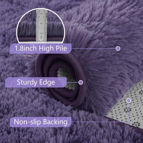6x9 Large Taro Purple Fluffy Soft Area Rug Non-Slip - Image 6